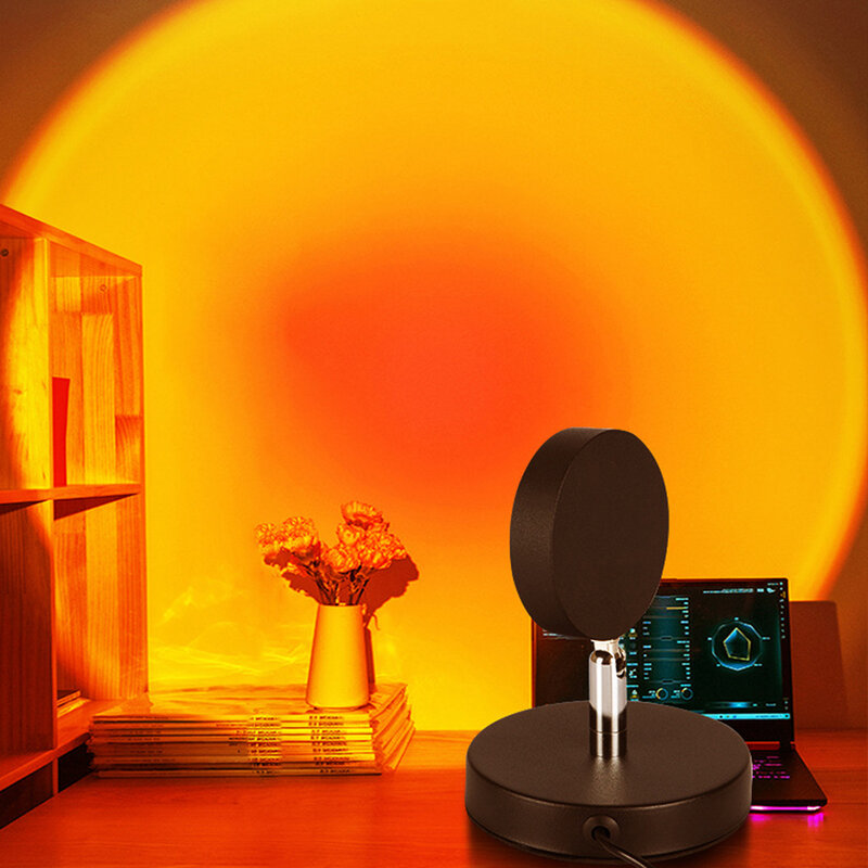 USB 선셋 램프 LED 레인보우 네온 야간 조명 프로젝터, 사진 벽 분위기 조명, 침실 홈 룸 장식 선물, 1x