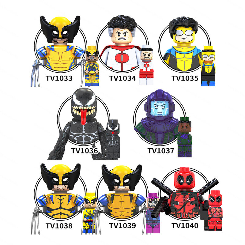Wolverine Model Building Blocks Omni Man Bricks Invincible Figure Mini Mister Fantastic Figurines Iceman Taskmaster Toys