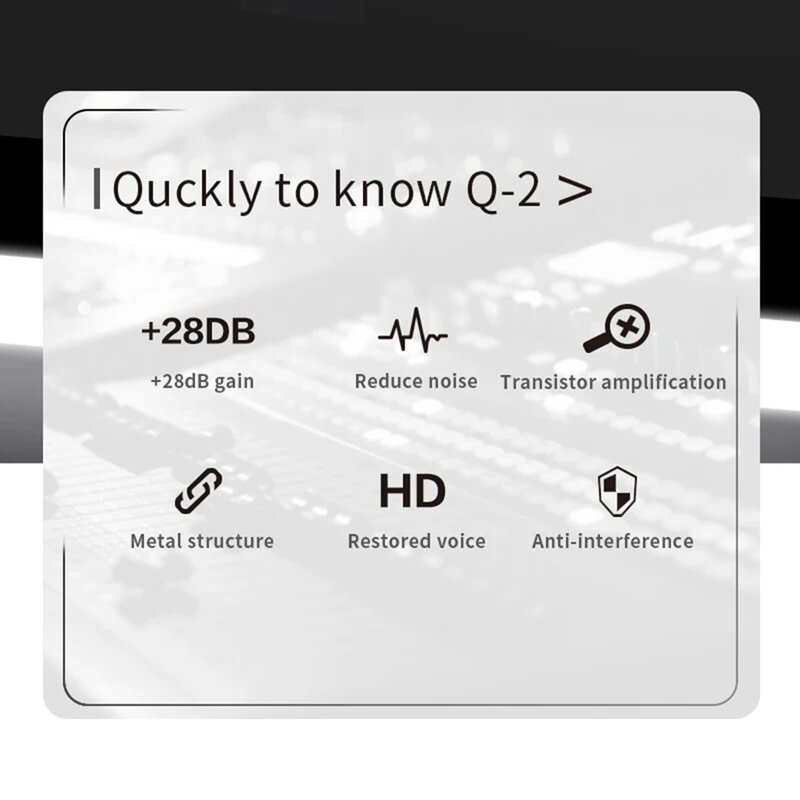TEYUN-Black Q2 ميكروفون مكبر للصوت الديناميكي ، 28DB كسب ، 48 فولت هيكل معدني ، Q-2 للعيش ، 1 قطعة
