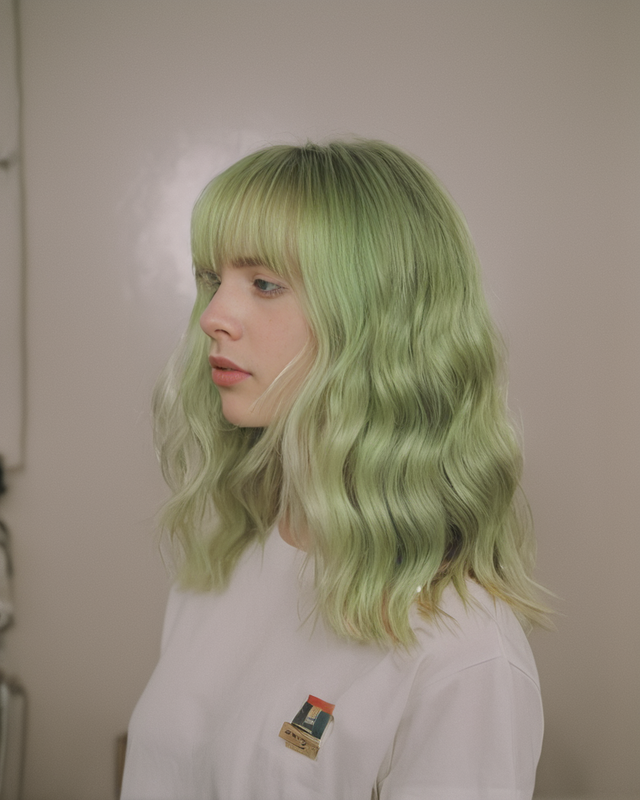 SNQP-شعر مستعار قصير أخضر مع دقات للنساء ، شعر مجعد ، شعر أنيق ، تأثيري يومي ، حفلة ، مقاومة للحرارة ، طبيعية ، عصرية ، جديدة