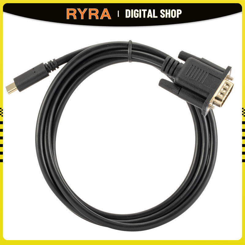 كابل RYRA 1080p لتحويل البيانات من النوع C قابل للثورة عالي الوضوح VGA USBC 3.0 كابل محول نقل البيانات لأجهزة Apple Macbook TV