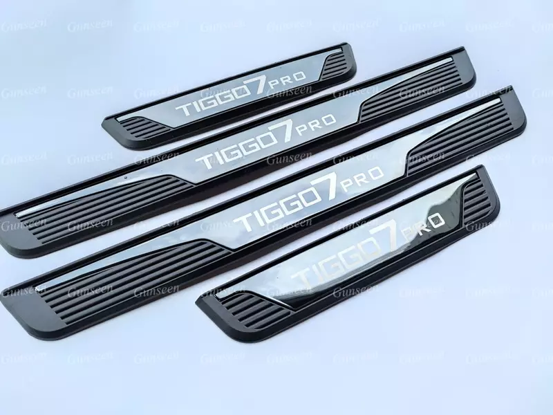 Car Door Sill Pedal Protector Scuff Plate For Chery Tiggo 7 Pro 2024 Thresholds Stickers Trim Accessories 2021 2022 2023