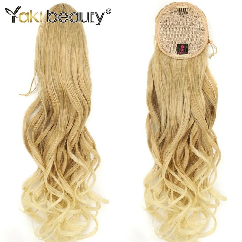 28inch Body Wave Drawstring Ponytail Synthetic Natural Curly Hair Wavy Clip In Extensions for Black Women Long Pony Tail