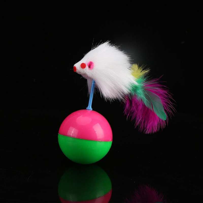 1 sztuk kot domowy Kitten Teasing Toy Teaser kolorowe piórka Ball Funny Mouse Kitten zabawka dla kota zagraj w grę
