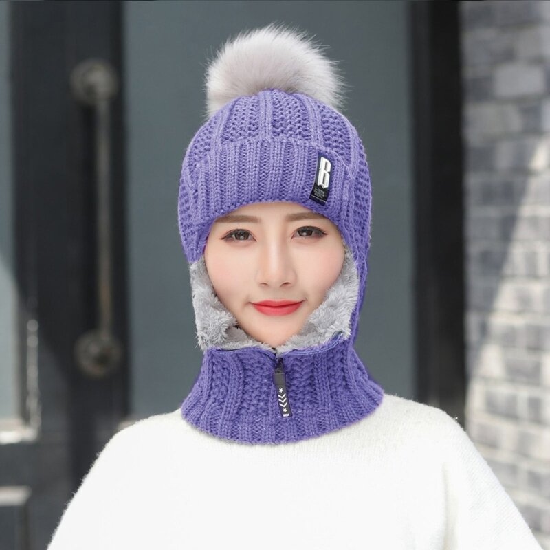Winter Knitted Hats Unisex Knitted Warm Scarf Fleece Lining Winter Autumn Women Beanie Neck Warmer Scarf Fleece Men Hat