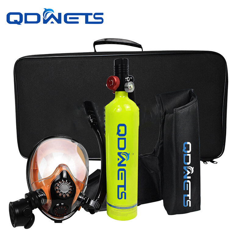QDWETS bombola di ossigeno da 1 litro, Set di serbatoi per immersioni subacquee, bombola per immersioni subacquee Mini con maschera per snorkeling Eq per immersioni con respirazione semplice