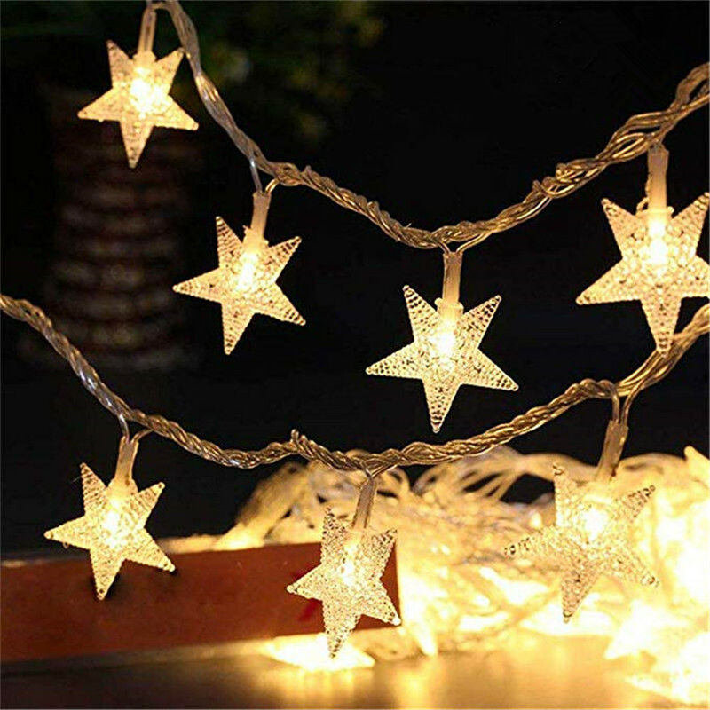 Snowflake Light String Fairy Guirlandas, 10LED, Estrela, Decoração de Festa de Natal, Aniversário, Casamento, Halloween Decorações para Casa