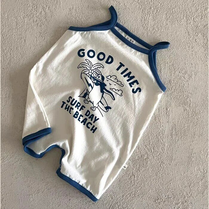 Barboteuse en fibre de coton pour bébé, combinaison imprimée de dessin animé mignon pour bébé garçon et fille, vêtements en glaOnesie, été, nouveau, 0-24M