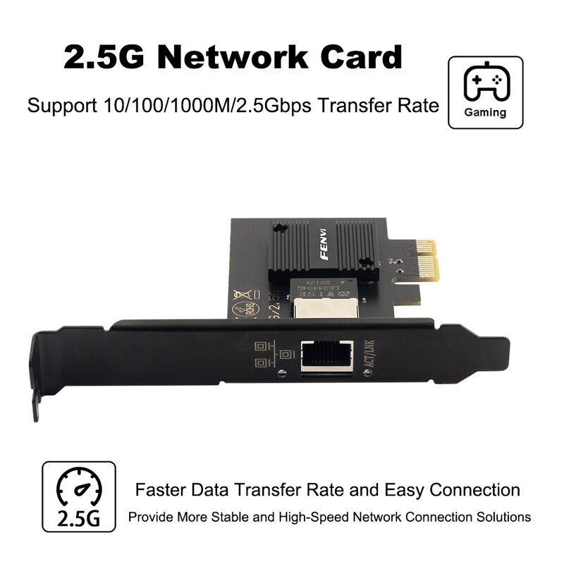 2500Mbps PCI-E To RJ45 Network Card I226 Chip Gigabit Ethernet 100/1000/2500Mbps RJ45 LAN PCIe Adapter For Laptop PC Win 10/11