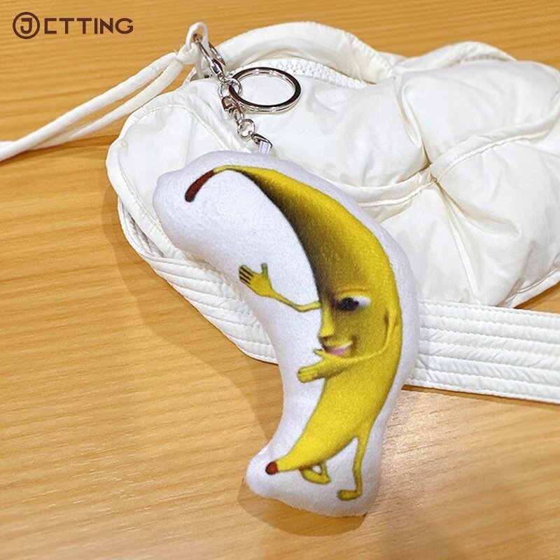 1szt Duży bananowy brelok do kluczy z muzyką Duży brelok do kluczy Banana Doll Zabawny pluszowy bananowy brelok do kluczy Silly Big Banana Bag Pendant