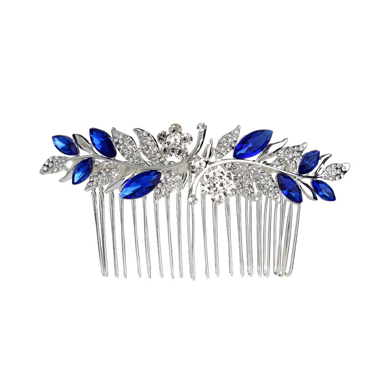 Dreamy Sapphie Azul Casamento Headwear, Noiva Cabelo Pente, Cabelo Acessórios