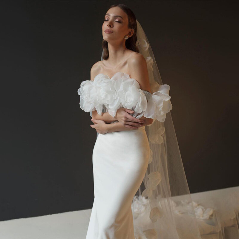 Элегантное свадебное платье с открытыми плечами ручной работы с цветочным рисунком, свадебные платья, индивидуальный пошив, для взрослых, 2023