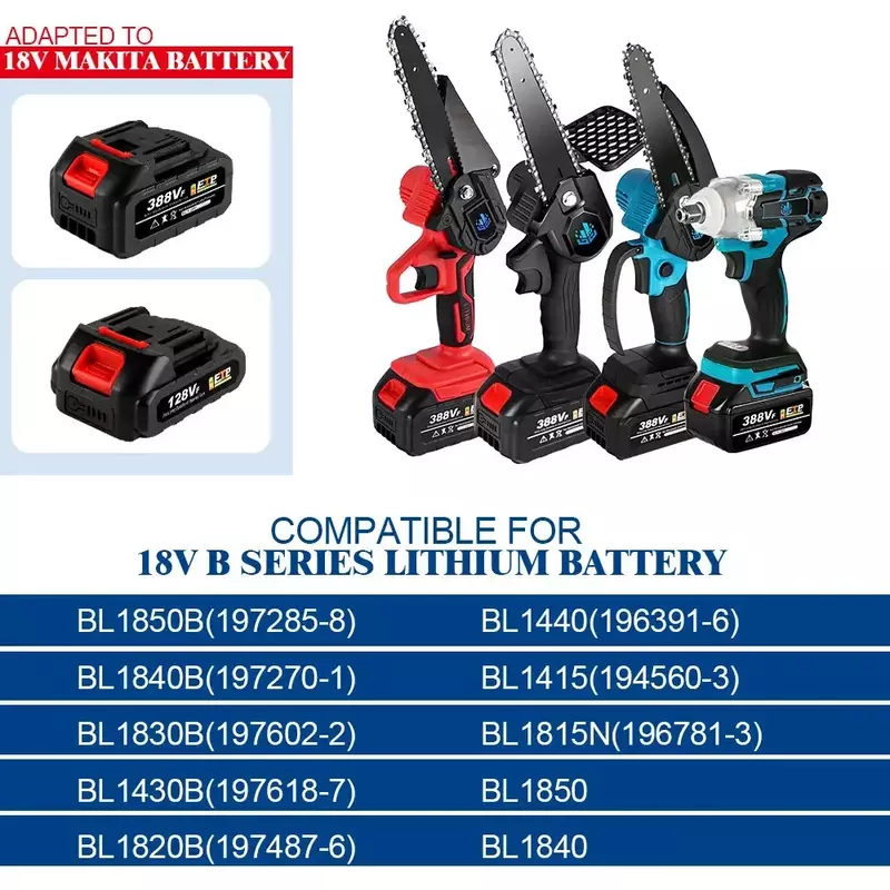 128V wiederauf ladbare Lithium-Ionen-Batterie hohe Kapazität mit LED-Anzeige für Makita Akku-Elektro werkzeug Batterie EU-Stecker