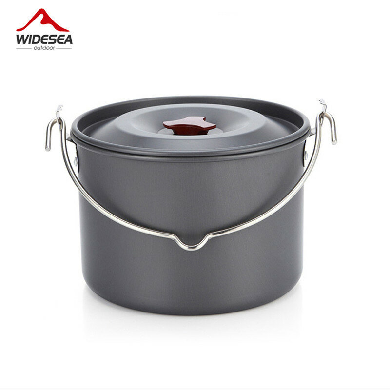 Widesea 4L Camping Cookware Outdoor Tableware Hanging Pot Pan 4-6 Persons Picnic Cooking Tourism Fishing Equipment
