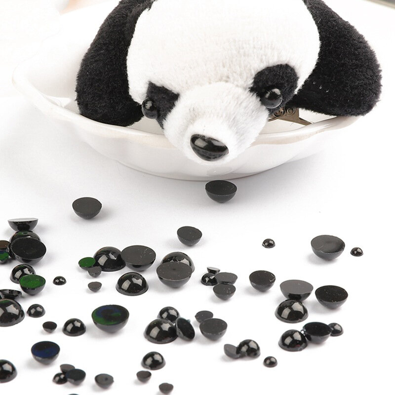 Yeux de sécurité en plastique noir pour enfants, perles acryliques rondes et ovales, ours en peluche, beurre, yeux d'animaux, accessoires de bricolage, 3-12mm