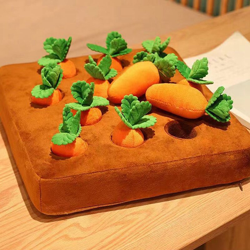 Плюшевая морковка жевательная игрушка для домашних животных, игрушка для скрытия пищи для улучшения привычек еды, прочная жевательная игрушка для собак