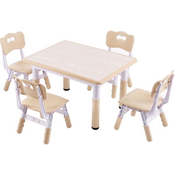 DOREROOM-Conjunto de mesa e cadeira ajustável em altura com mesa Graffiti para crianças, 4 cadeiras, criança