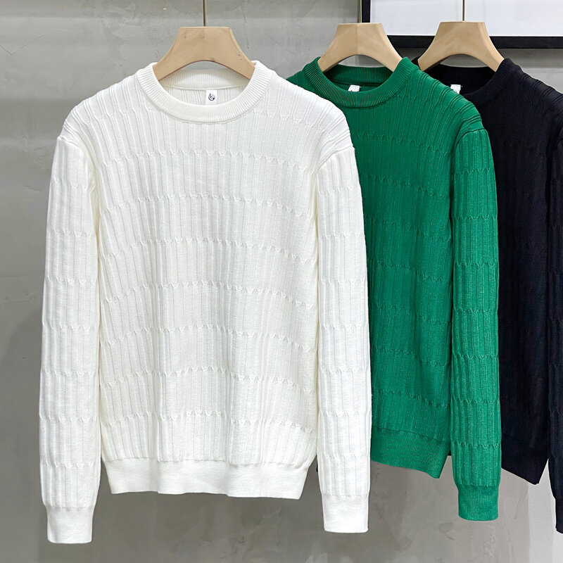 Winter Men Vintage Twist Sweater O-Neck Solid Color Male Knitted Pullover Loose Harajuku Mens Retro Sweaters Knitwear A123