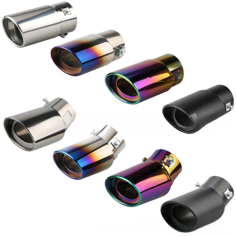 Universal Car Exhaust Muffler Tip Round Stainless Steel Car Tail Rear Chrome Round Exhaust Pipe Tail Muffler Tip Pipe