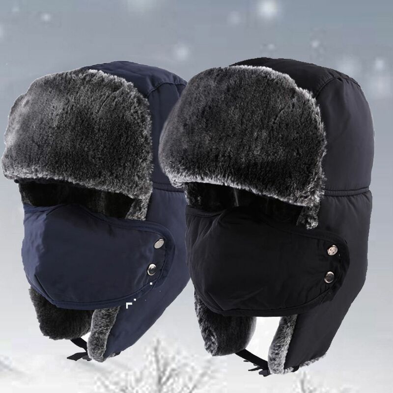 Im Freien Winter Gesichts maske Fell wind dichte Hüte dicke warme Kappe Ohren klappe Schnee hut