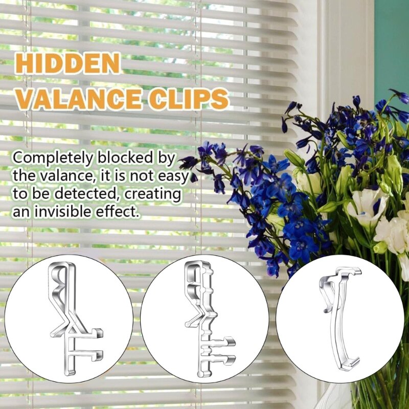 18pcs/set Clear Plastic Clips Valance Clips Invisible Clip for Horizontal Blinds