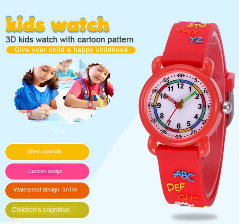 Relojes 3D de silicona para niños, bonitos dibujos animados, reloj de pulsera impermeable para niños pequeños de 3 a 10 años, regalos