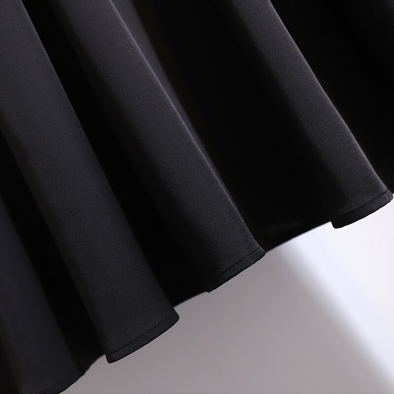 Rok kasual musim semi wanita ukuran besar tirai hitam maxi polyester pesta komuter terlihat 2x besar hingga 6X-large longgar dan nyaman