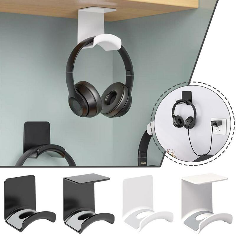 Soporte Universal para auriculares, colgador de montaje en pared de plástico adhesivo, debajo del escritorio, soporte para auriculares para juegos