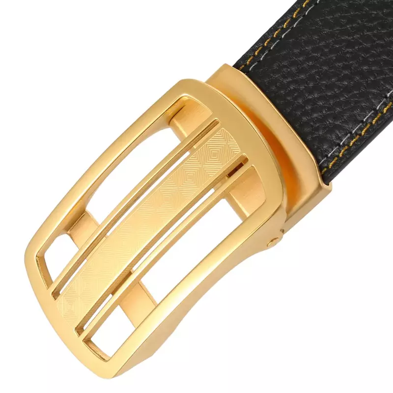 Cinturón de acero inoxidable de alta calidad para hombre y mujer, Correa informal de primera capa, hebilla automática de marca de diseñador de lujo, nueva moda