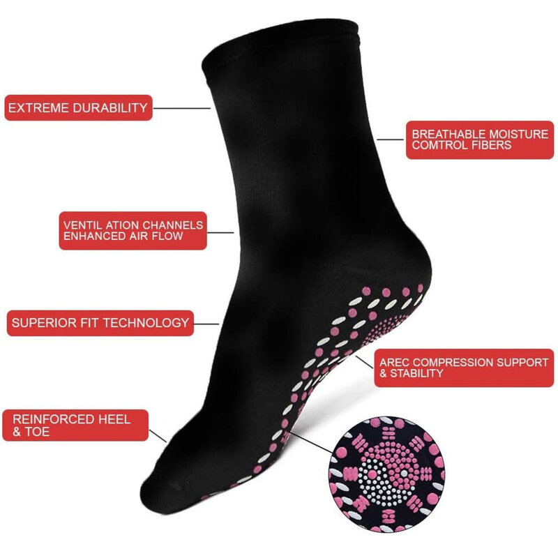 Турмалиновые Носки для похудения, 1-6 пар, зимние эластичные теплые Самонагревающиеся Носки, уход за здоровьем, короткие носки, магнитная терапия