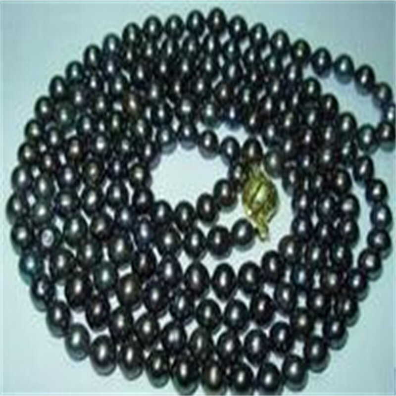 Superbe! Collier de perles de culture Akoya noires naturelles, 7-8mm, 50 ", noué à la main, bijoux pour femmes, livraison gratuite