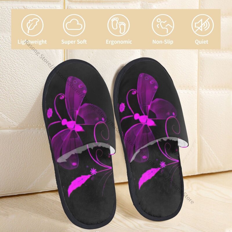 Winter Slipper Woman Man Fluffy Warm Slippers Peacock Floral House Slippers Shoes