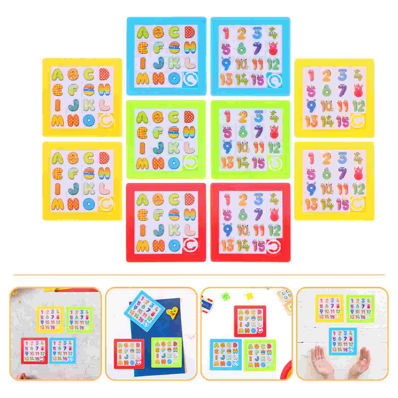 10 Pcs Puzzle Educational Toys Puzzles for Adults Early Aids Slide Number Kids IQ Game Teaching Board