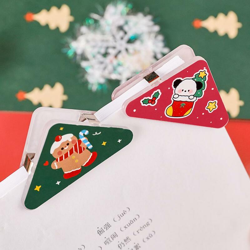 Clip de papel de Navidad para piezas, Clips de esquina triangulares, soporte de página Kawaii, archivo de foto, abrazadera de Navidad, papelería de oficina, 1 ud.