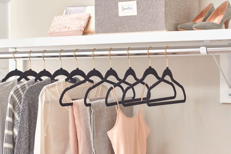 Better Homes & Gardens Non-Slip Velvet Clothing Hangers, 50 Pack, Black