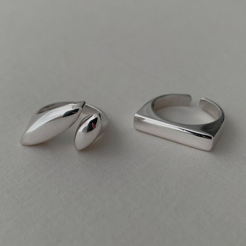 BF club-925 anel de prata esterlina para mulheres, plano, simples, dedo, aberto, vintage, feito à mão, alergia, festa, presente de aniversário