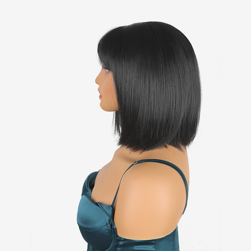 SNQP-Peruca curta reta preta para mulheres, cabelo sintético natural, resistente ao calor, cosplay diário, festa, novo estilo, 36cm