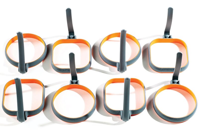 4" Egg Rings Bundle, 8 Pack - 4 Square, 4 Circle in Gray and Orange