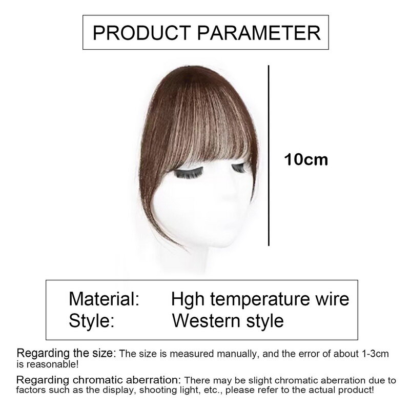 Extensões de cabelo invisíveis fofas para mulheres, estrondo de ar sintético falso, testa natural, franja de cabelo, peruca