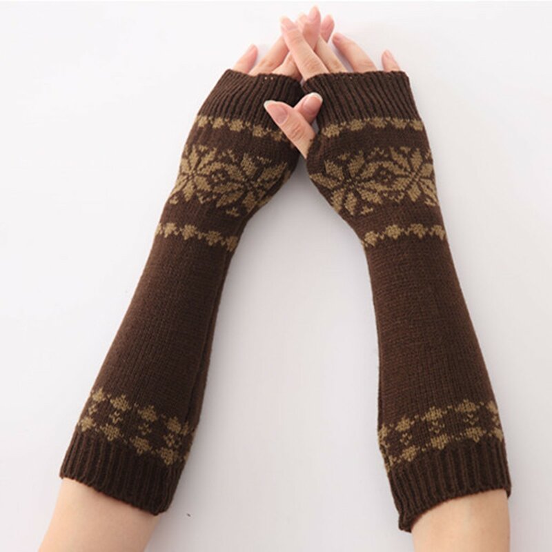 Зимние женские перчатки без пальцев, выгодная Рождественская грелка для запястья, корейская мода, Женские Жаккардовые рукавицы