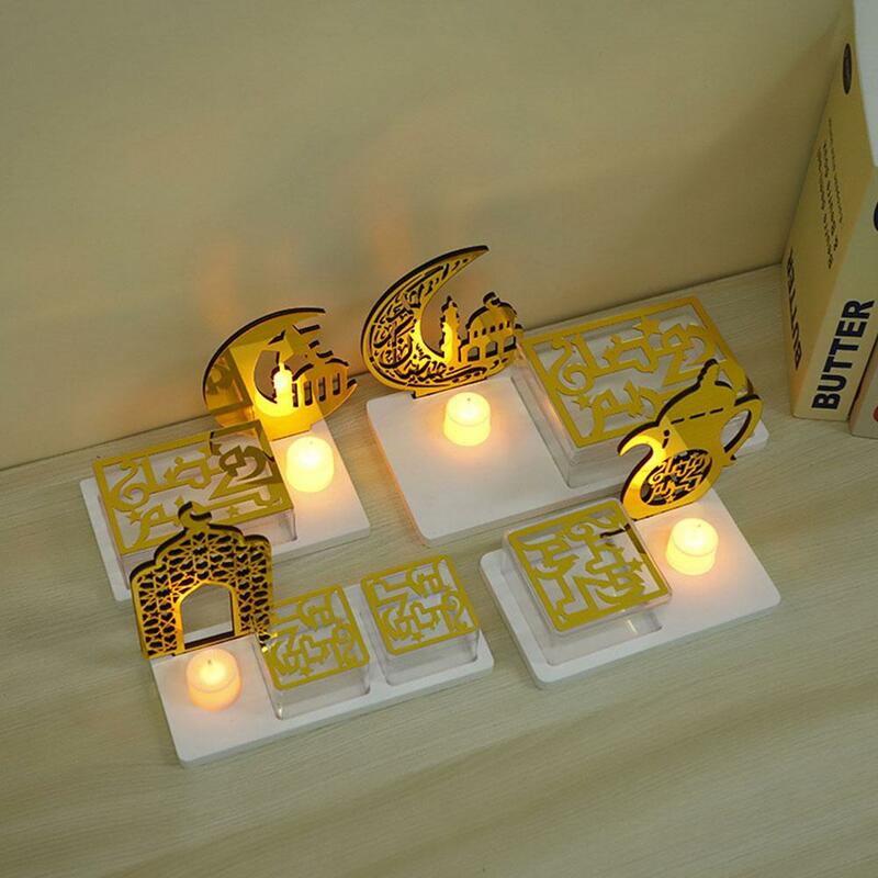 Ramadan Eid decorazioni per la tavola candeliere piatti porta cibo decorazione elettronica per feste da tavolo con candela Eid V4m9