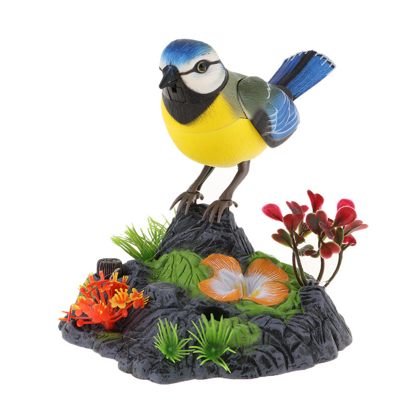 Simulation Singing Bird in Stump, Kids Voice Control Electronic Pet Toy, Home