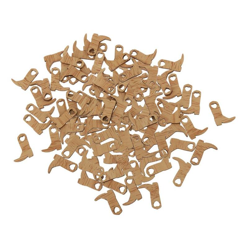 100 Pieces Cowboy Boot W/ Heart Shapes Wood Confetti Wooden Embellishments