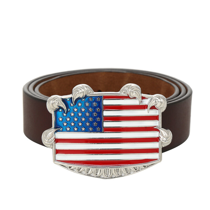 Fibbia per attrezzi in metallo occidentale da uomo con bandiera americana in lega di zinco denim occidentale, utilizzata per accessori per cinture da uomo