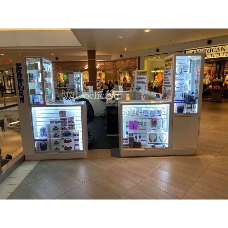Custom, America Shopping Mall approvazione custodie per cellulari chiosco accessori per telefoni Display vetrina chiosco per telefoni cellulari al dettaglio per Sa