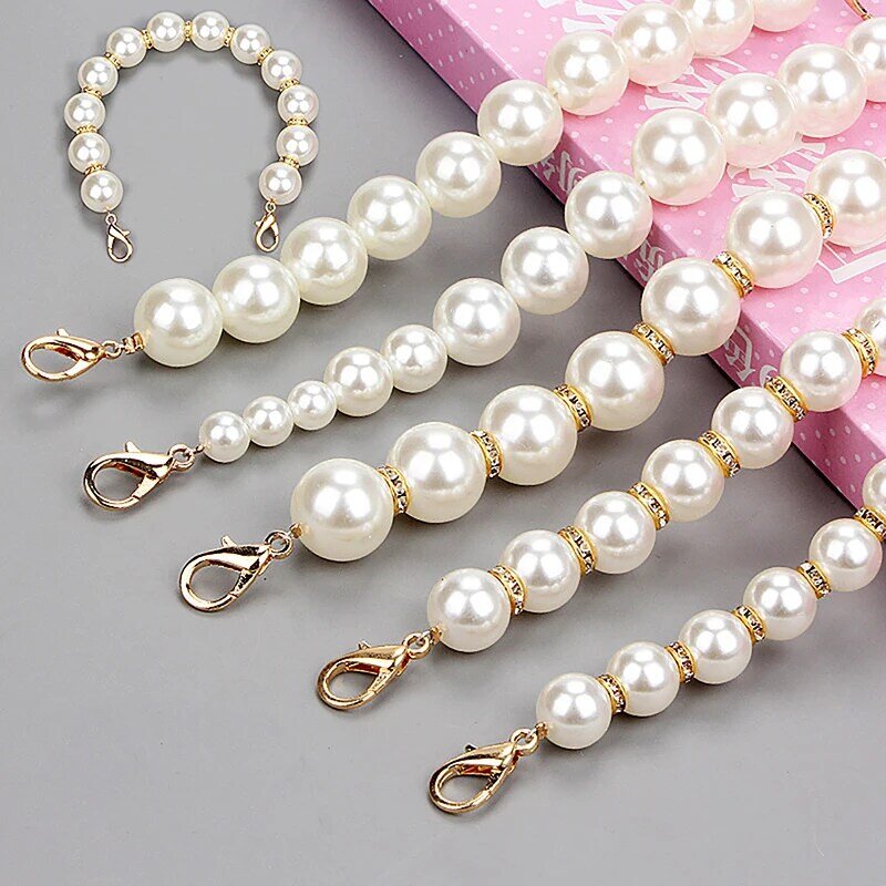 Classic Short Pearl Bag  Replacement Pearl Chain Beaded Handle Chain For Women Girls Bags Tote Bag Handle Bag Accessories