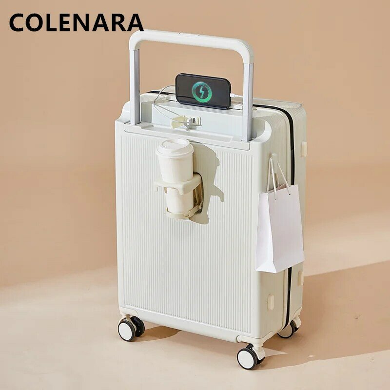 COLENARA-أمتعة المقصورة سميكة ، حافظة العربة متعددة الوظائف ، صندوق الصعود للكمبيوتر ، شحن USB ، حقيبة المتداول ، 20 "22" 24 "26"