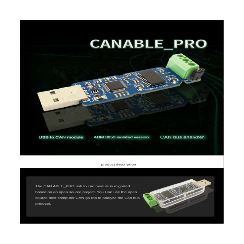 CAN Canbus Debugger Analisador Adaptador, USB para Módulo Conversor, CANdleLight, ADM3053, Versão Isolada, Canrate, Candol, PRO