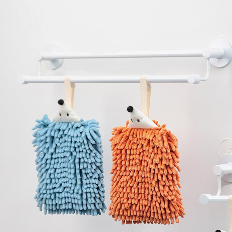 Синельные полотенца для рук для кухни ванной комнаты, быстросохнущие мягкие абсорбирующие полотенца из микрофибры, полотенце для рук с подвесными петлями, еж с животными
