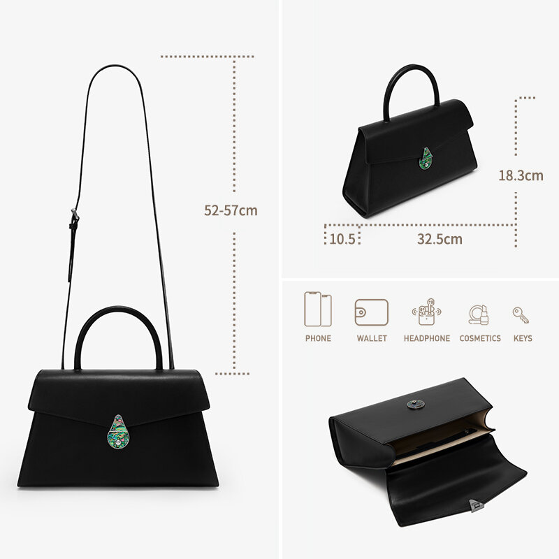 กระเป๋าถือหนังมีสไตล์ดั้งเดิมของ2023กระเป๋าธุรกิจสำหรับผู้หญิงกระเป๋าสะพายไหล่ OL มีแบรนด์สำหรับผู้หญิง